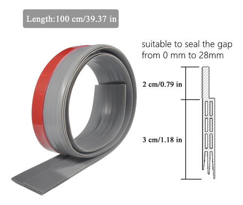 Cinta De Puerta De Goma De Silicona De 100 Cm Con Respaldo A