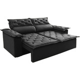 Sofá Retrátil E Reclinável Cama Inbox Compact 1,50m Tecido Suede Velusoft Preto