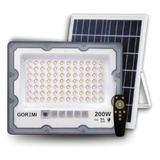 Refletor Solar A Prova D'agua 200w Luz Branca 6500k Cor Da Carcaça Preto Cor Da Luz Branco-frio 110v/220v