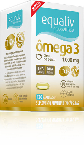 Omega 3 Saúde Do Coração E Memória 1000mg Equaliv 120 Caps Sabor Neutro