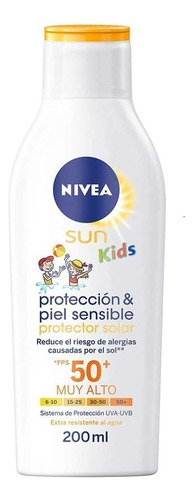 Protector Solar Nivea Sun Kids Piel Sensible Fps 50 200 Ml