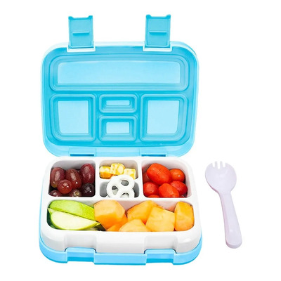 Redlemon Lonchera para Niños Tipo Bento Box de 5 Divisiones, Sellado Hermético Antiderrames, con Recipiente para Comida Desmontable, Incluye Tenedor-Cuchara, Color Azul | MercadoLibre