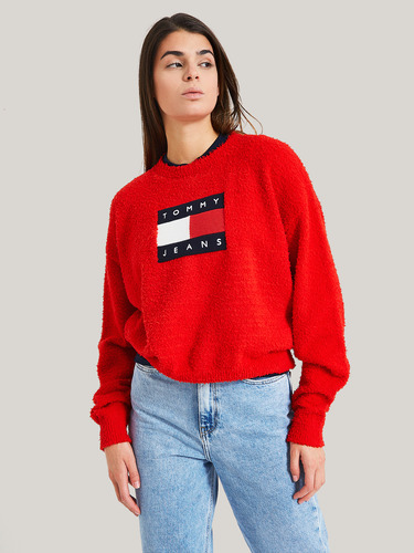 Sweater Relaxed Center Flag Rojo Tommy Jeans