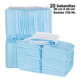 20 Protectores De Cama Tipo Sabanilla, Absorben Mas De 1 Lt De Orina. 90x60cm Tamaño Grande. Desechables