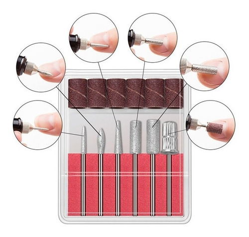 Esfoliantes E Arquivos Eletrônicos Para Manicure E Pedicure  Genérica6 Brocas + 6 Lixas Para Lixa Elétrica De Unhas Gel X 6 