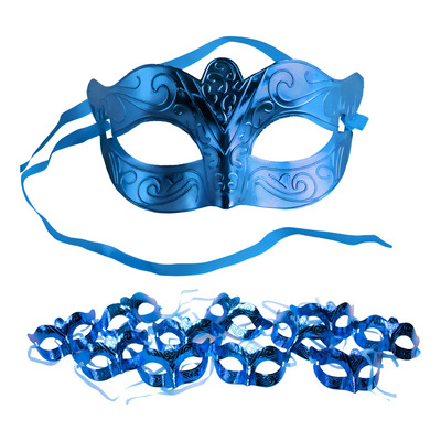 Pack 12 Antifaces VALO CONCEPT Media Cara Grabado Plata Azul Oscuro Fiesta Carnaval | MercadoLibre