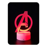 Luminária 3d Vingadores Avengers - Abajur De Mesa Colorido