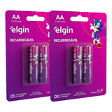 4 Pilhas Recarregaveis Aa 2700 Mah Elgin (2 Cartelas)