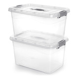 2 Cajas Organizadoras Plástica Transparente Extra Grande Y T