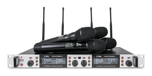 Microfone Sem Fio Quádruplo Uhf Arcano Quarter-b 4 Mics