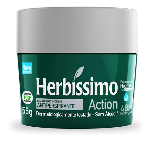 Desodorante Creme Herbíssimo Action 55g Kit C/3 