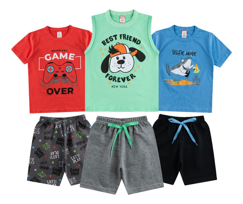 Kit 6 Peças Roupa De Verão Infantil Feminina E Masculina