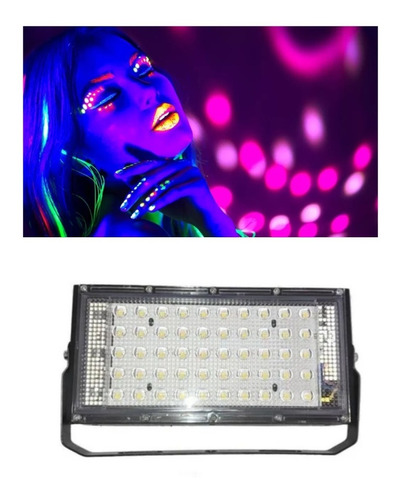 Reflector Led Exterior 50w  Luz Negra Neon Fiesta Oferta 2pz