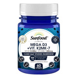 Mega D3 + Vitamina K2 Mk-7 500mg 60 Capsulas Sunfood