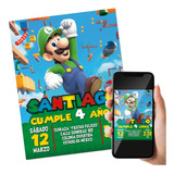 Invitacion Digital Luigi De Mario Bros Fiesta Cumpleaños 