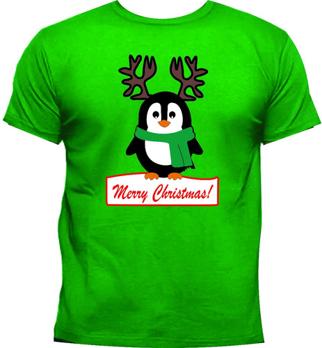 Camisetas Navideñas Pinguino Navidad Adultos Y  Niños New