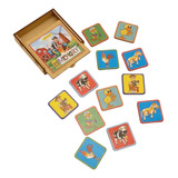 Juego De Memoria Granja De Zenon 12 Fichas Madera Estampada