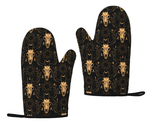 Guantes De Horno De Silicona Con Calavera De Ciervo Gotico,