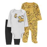 Carter´s Set 3 Piezas Osito Pijama Body Mangas Largas Pantal