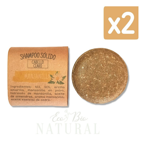 X2 Shampoo Sólido Manzanilla 100g Ecológico Biodegradable