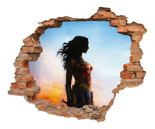 Pegatina 3d En Vinil Mujer Maravilla Wonder Woman 65x55