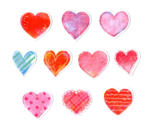 Genial Set De 70 Stickers Corazon Heart Super Kawaii Pettit
