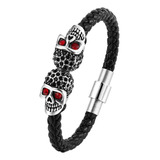 Pulseira Executiva Caveira Preto Ajustável