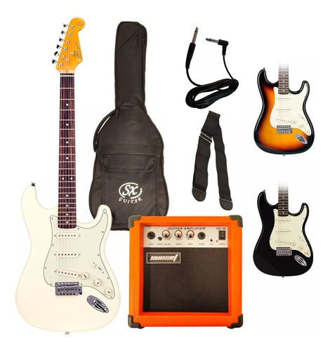 Guitarra Electrica Stratocaster Sx Fst62 + Ampli 10wts + Acc