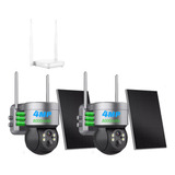 Kit De 2 Cámaras 4 Mp De Fullcolor Con Panel Solar Y 4ch Nvr