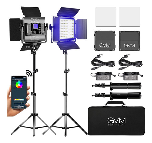 Luz De Vídeo Led Rgb Gvm, 800d, Cri 97, X2 Unidades