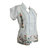 Blusa Guayabera Dama Arroz Bordada 100% Yucateca