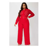 Jumpsuit Color Rojo Elegante Marca Fashion Nova