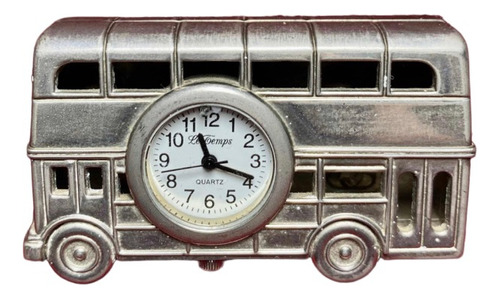 Reloj Le Temps Plateado Bus Antiguo Minatura