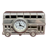 Reloj Le Temps Plateado Bus Antiguo Minatura