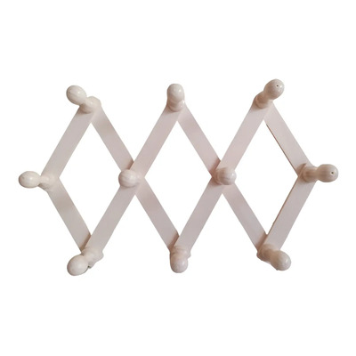 Perchero Pared Madera Blanco Artesanizate 10 Ganchos Plegable Acordeón