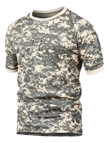 B Camiseta Militar Secado Rápido Sólida Con Cuello Redondo