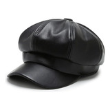 Boina Gorra Eco Cuero Amplia Moda Urbana Unisex Hombre Mujer