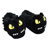 Pantufa Pelucia Dragão Preto 3d Presente Dia Dos Namorados