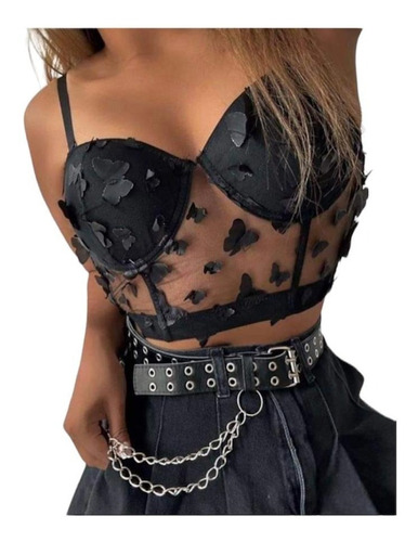 Corset Top Mariposa Encaje Importado Push Up Tendencia Mujer