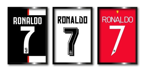3 Cuadros Camisetas Cristiano Ronaldo Enmarcados 30x40cm C/u