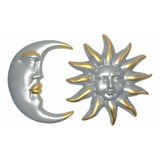 Juego De Sol Y Luna Figura Para Pared Artesanía Plata Dorado