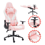 Cadeira Gamer Barata Rosa Reclinável Ergonômica Conforto