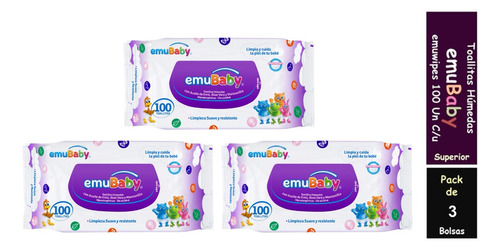 Toallas Húmedas - Emubaby Tripack - 300 Unidades