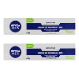 Creme Barbear Nivea 65g 2 Em 1 Sensitive - Kit Com 2un