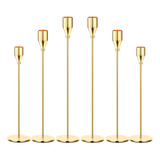 Juego De 6 Portavelas De Color Dorado Limon, 6 Candelabros D