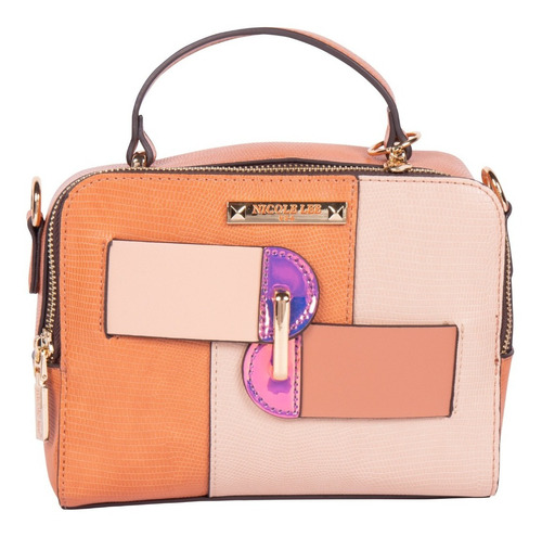 Bolsa Multifuncional Nicole Lee Con Cortes Asimetricos Ss22 Color Naranja