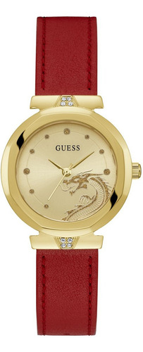 Reloj Dama Guess Original Mujer Accesorios Moda Color De La Correa Rojo Color Del Bisel Dorado Oscuro Color Del Fondo Dorado