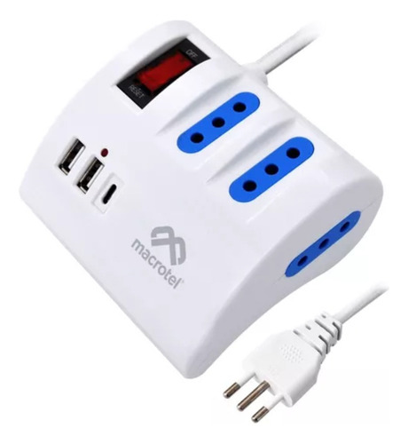 Macrotel Alargador Múltiple Escritorio +2usb+1usb-c 2metros