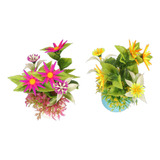 Plantas Artificiales De Pecera, 2 Unidades, Flores De Silico
