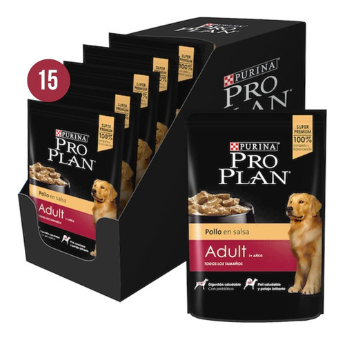 Alimento Pouch Pro Plan Perro Adulto Pollo Sobre X 15u 100g